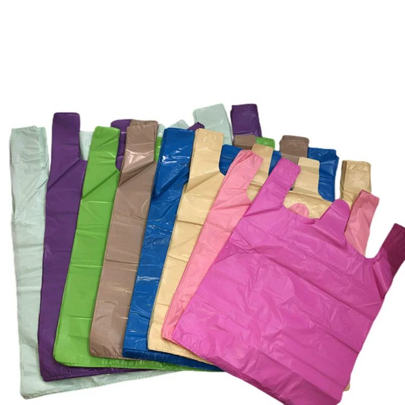 Colorful clothing packaging bag, hand-held plastic bag, garbage bag, large plastic vest bag, vest style